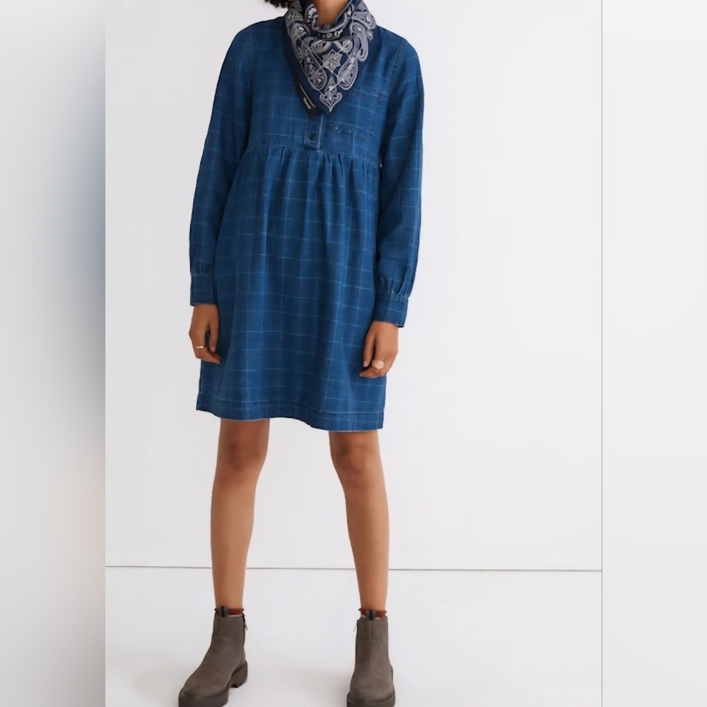 Madewell Blue Long Sleeve Dress